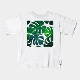 Tropical Monstera Leaf Pattern Kids T-Shirt